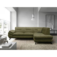 ECKSOFA in Struktur, Plüsch Grün  - Schwarz/Grün, Design, Textil/Metall (274/201cm) - MID.YOU