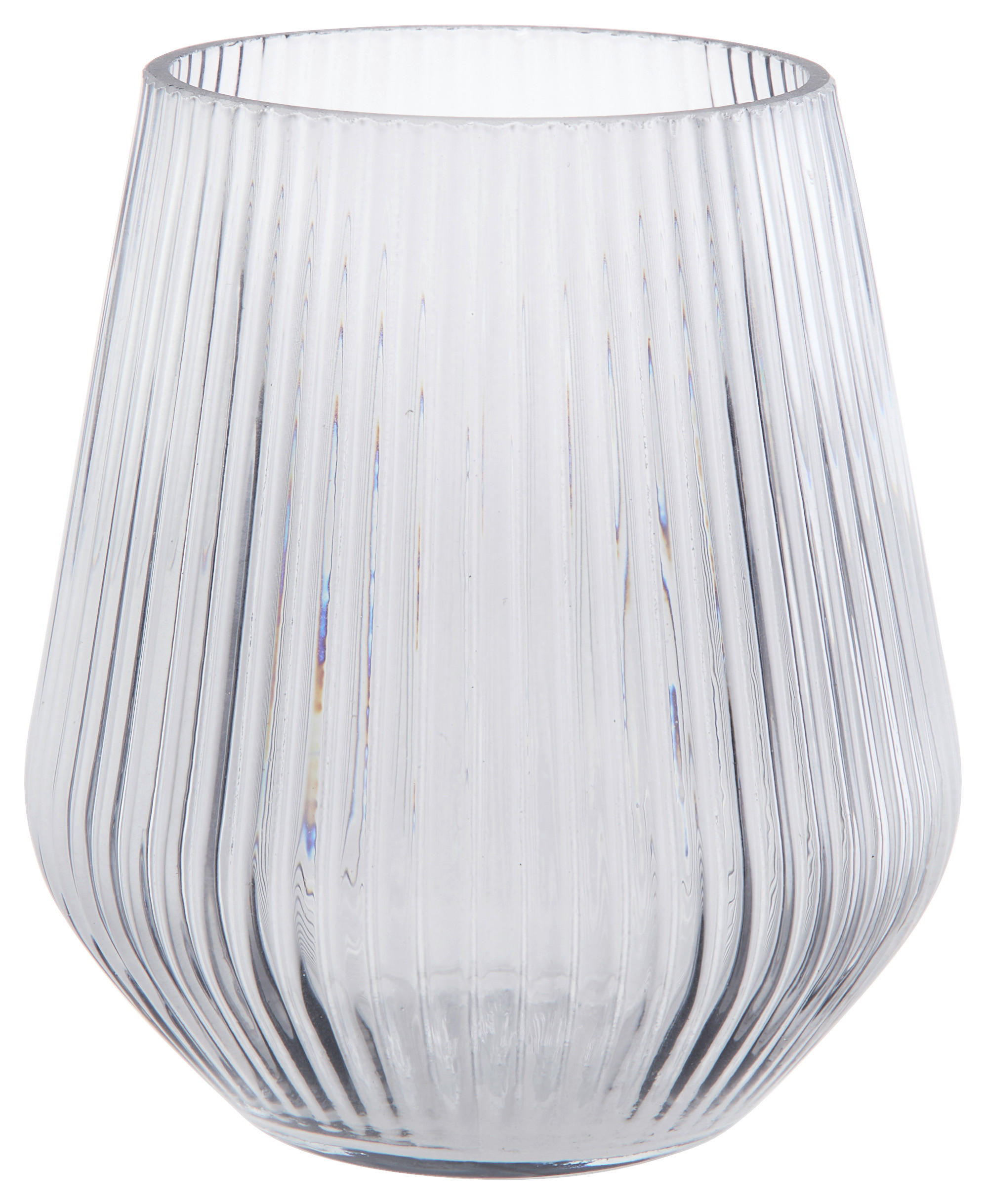 VÁZA, sklo, 16 cm - sivomodrá, Basics, sklo (14,5/14,5/16cm)