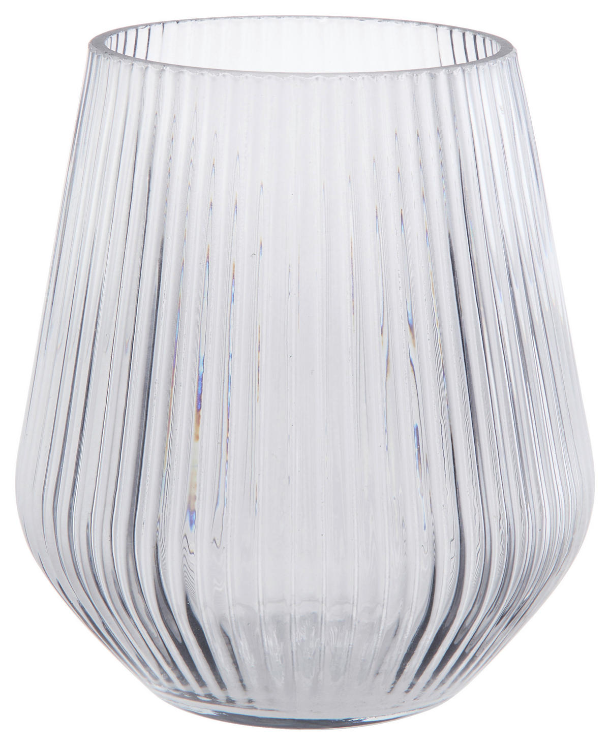 VÁZA, sklo, 16 cm - sivomodrá, Basics, sklo (14,5/14,5/16cm)