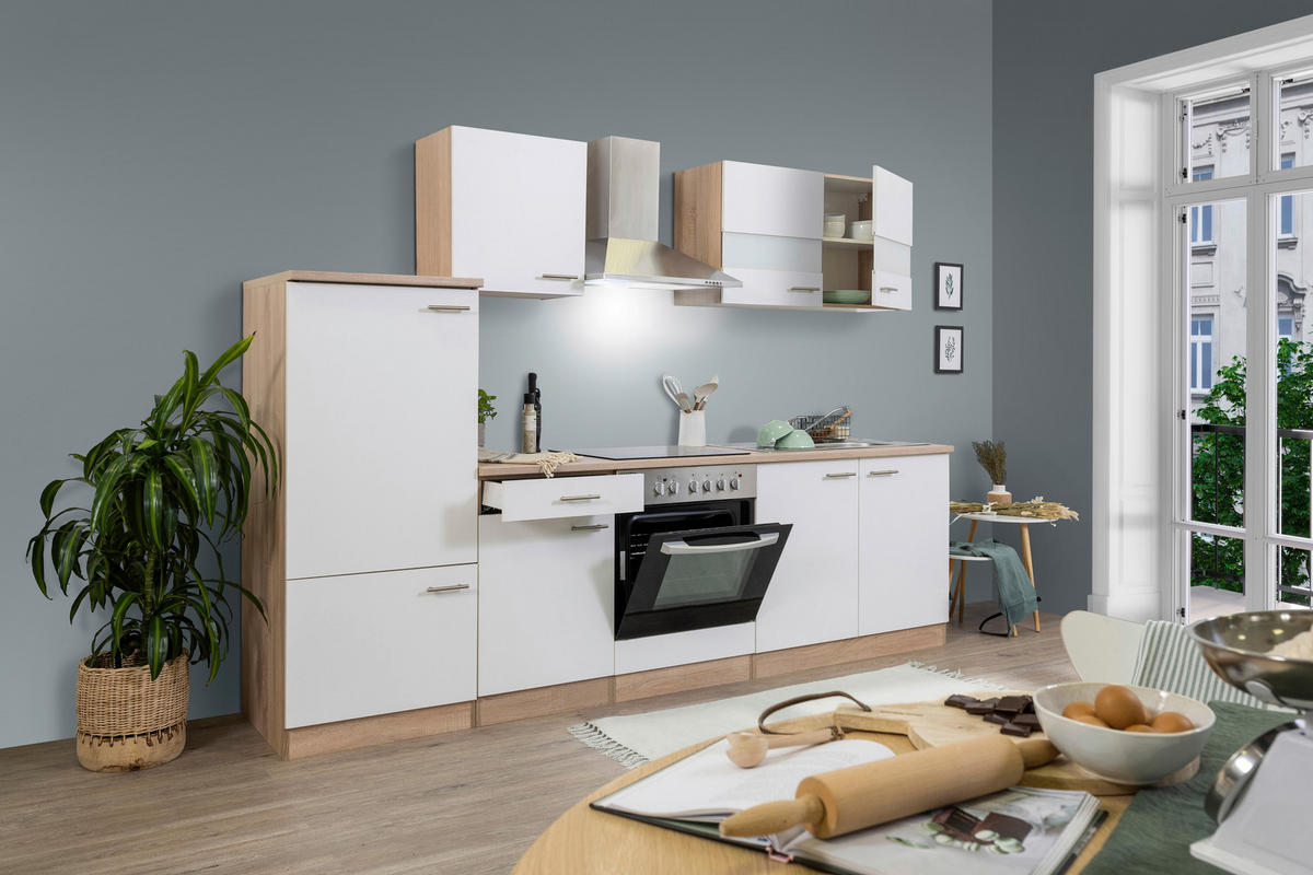 MODULKÖK UTAN VITVAROR 270 cm   i vit  - stålfärgad/vit, Basics, metall/trämaterial (270cm) - Respekta