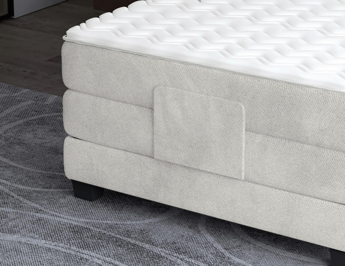 BOXSPRINGBETT 120/200 cm,  in Creme, Matratze, Topper, motorische Verstellbarkeit, Fernbedienung, H3 = fest  - Creme/Schwarz, KONVENTIONELL, Holz/Kunststoff (120/200cm) - Chameo
