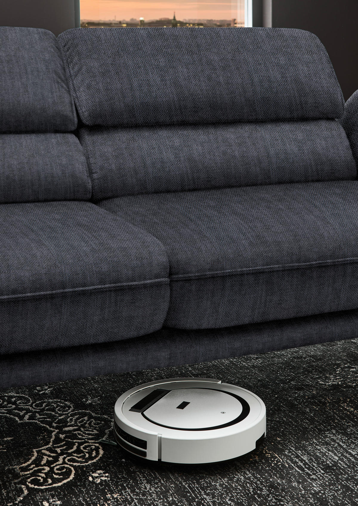ECKSOFA in Velours Grau  - Schwarz/Grau, Design, Textil/Metall (153/283cm) - Valdera