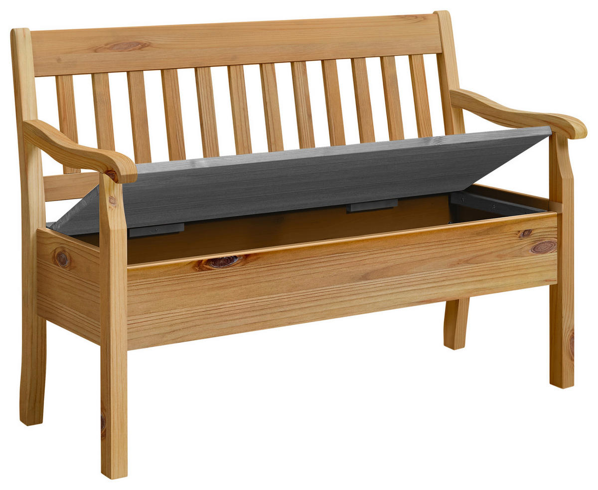 SITZBANK 130/93/58 cm Laugenfarbig, Grau Kiefer massiv  - Laugenfarbig/Grau, ROMANTIK / LANDHAUS, Holz (130/93/58cm) - Boxxx