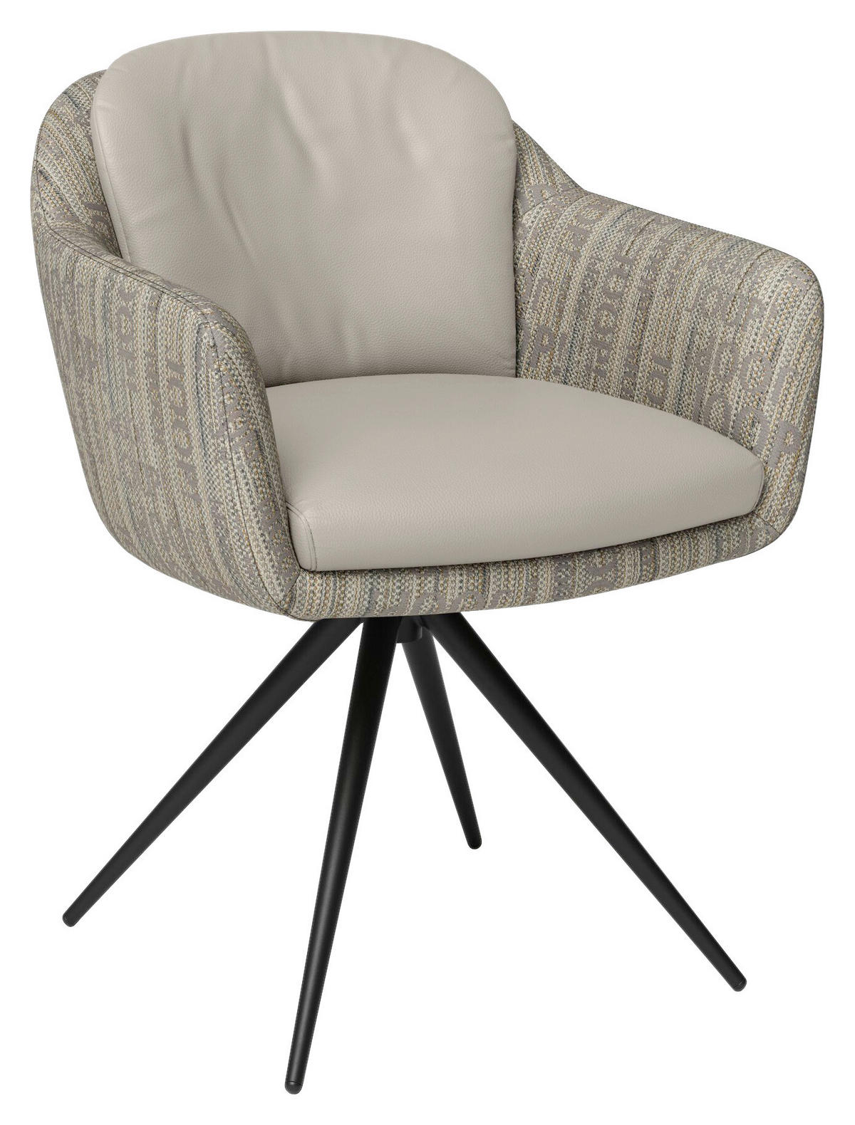 ARMLEHNSTUHL  in Stahl Flachgewebe Kombination Echtleder/Stoff pigmentiert  - Taupe/Schwarz, Design, Leder/Textil (63/83/65cm) - Joop!