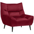 SESSEL in Mikrofaser Rot  - Rot/Schwarz, Design, Textil/Metall (100/104/99cm) - Xora
