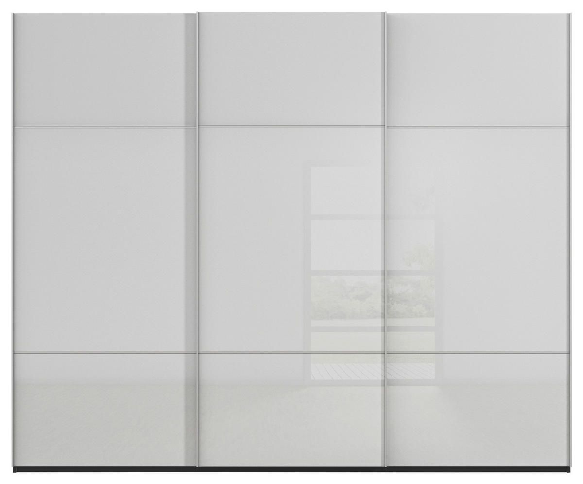 SCHWEBETÜRENSCHRANK in Grau, Schwarz  - Alufarben/Schwarz, Konventionell, Glas/Holzwerkstoff (242/223/68cm) - Novel
