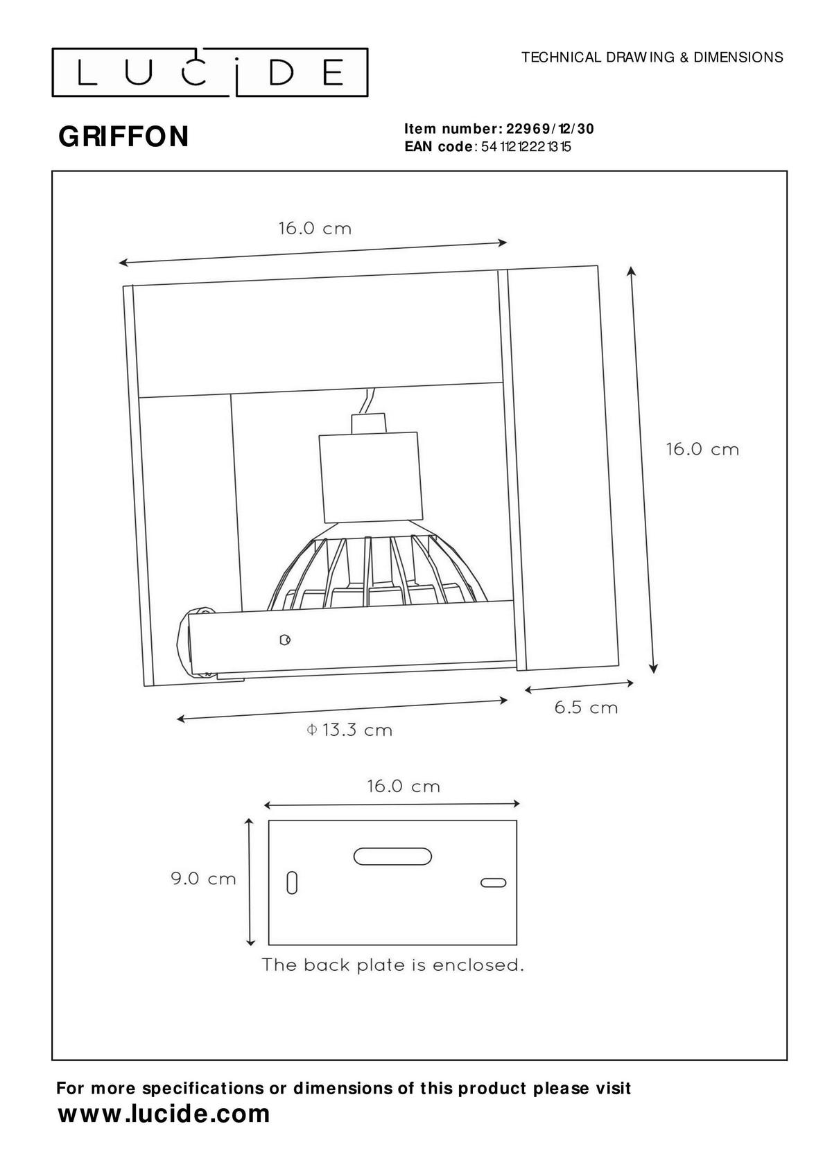 LED-DECKENLEUCHTE 16/6.5/16 cm   - Schwarz, Design (16/6.5/16cm) - Lucide