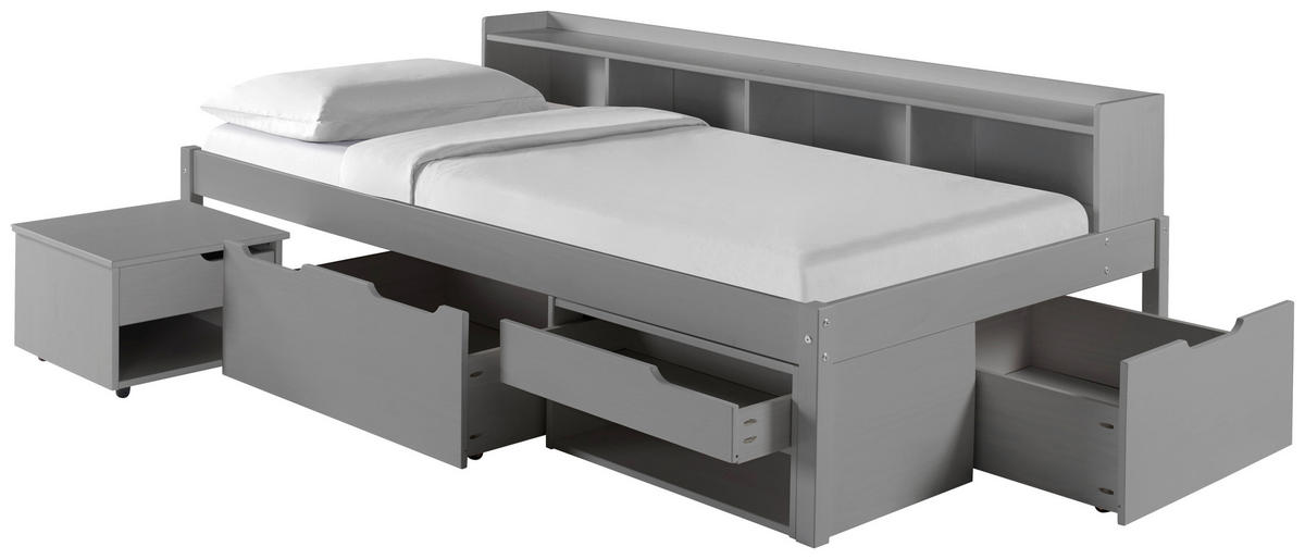 STAURAUMBETT 90/200 cm  in Grau  - Naturfarben/Grau, MODERN, Holz/Holzwerkstoff (90/200cm) - MID.YOU