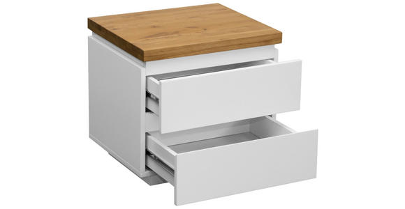 NACHTSCHRANK 50/47/41,5 cm Eiche massiv  - Eichefarben/Weiß, KONVENTIONELL, Holz/Holzwerkstoff (50/47/41,5cm) - Novel