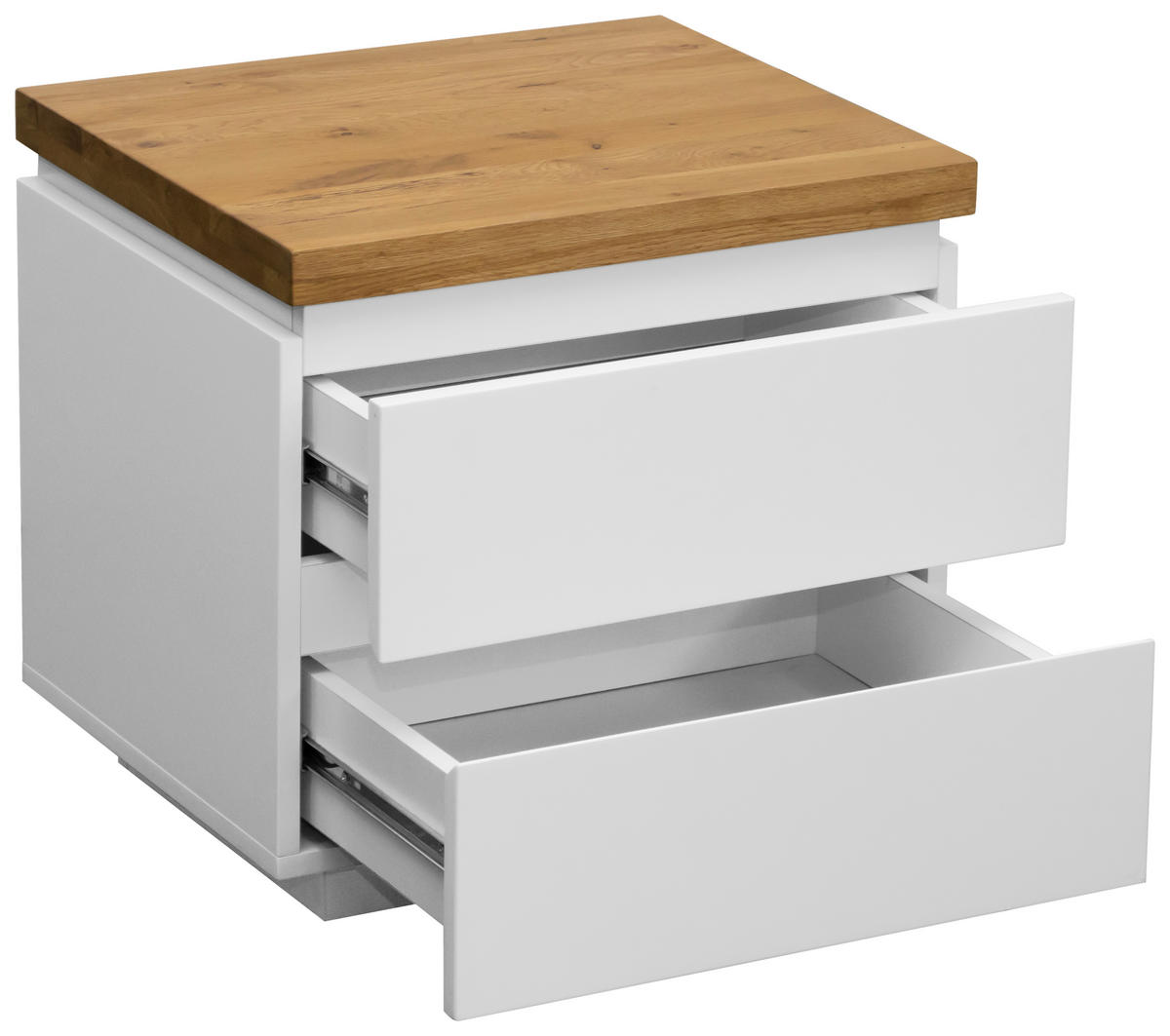 NACHTSCHRANK 50/47/41,5 cm Eiche massiv  - Eichefarben/Weiß, KONVENTIONELL, Holz/Holzwerkstoff (50/47/41,5cm) - Novel