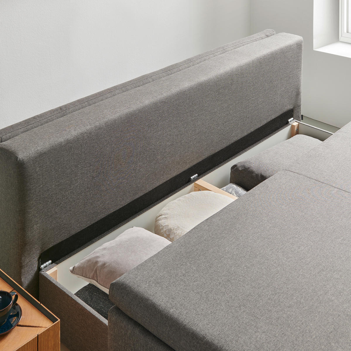 BOXSPRINGSOFA in Flachgewebe Taupe  - Taupe/Silberfarben, Design, Textil/Metall (202/96/105cm) - MID.YOU