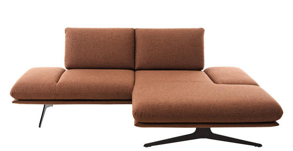 ECKSOFA Braun Flachgewebe  - Schwarz/Braun, Design, Textil/Metall (234/155cm) - Dieter Knoll