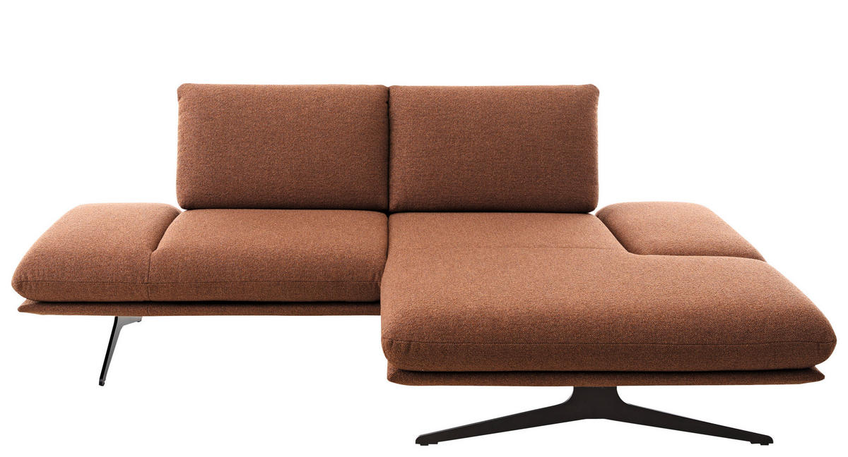 ECKSOFA Cognac Flachgewebe  - Cognac/Schwarz, Design, Textil/Metall (234/155cm) - Dieter Knoll