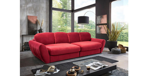 BIGSOFA Flachgewebe Rot  - Rot/Schwarz, MODERN, Kunststoff/Textil (290/96/113cm) - Cantus