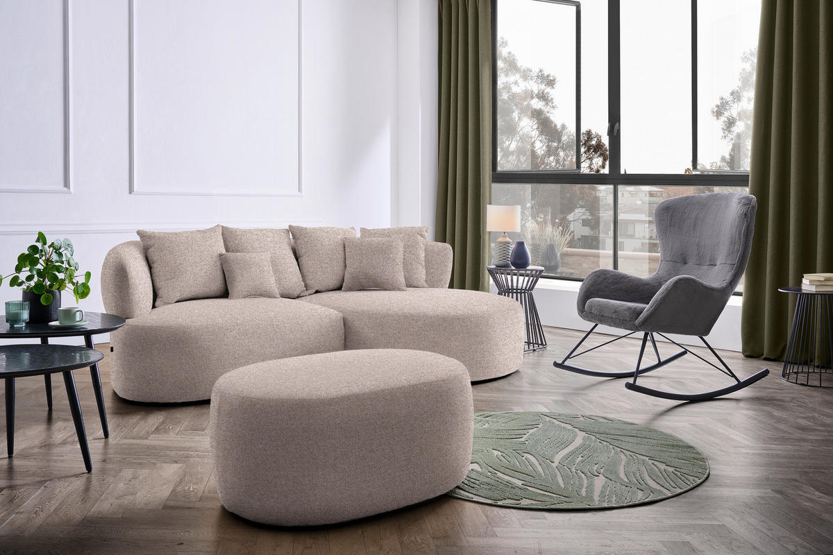 HOCKER in Textil Hellbraun  - Hellbraun/Schwarz, MODERN, Kunststoff/Textil (88/43/66cm) - Hom`in