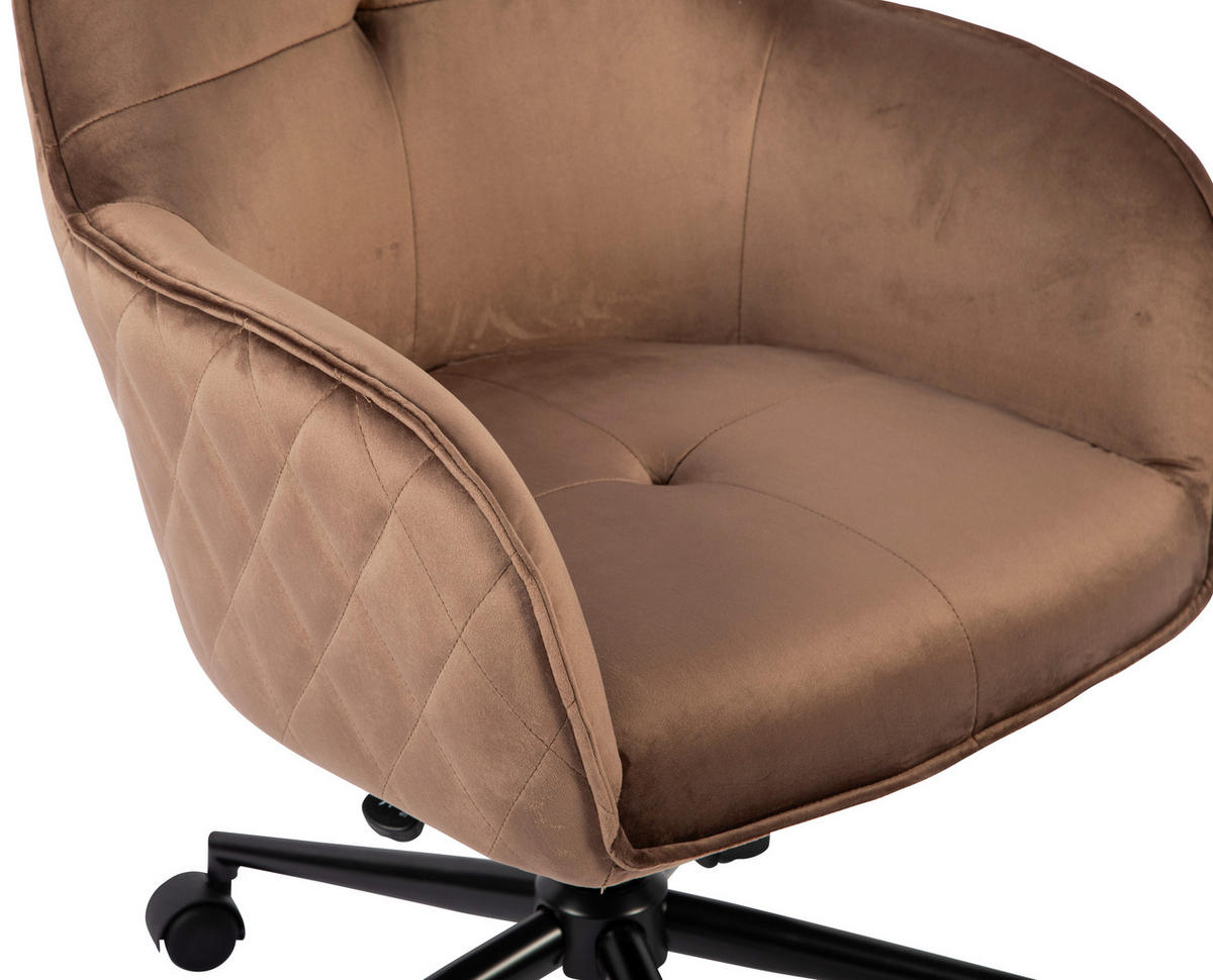 DREHSTUHL Samt Braun, Schwarz  - Schwarz/Braun, MODERN, Kunststoff/Textil (58/82/90/62cm) - MID.YOU