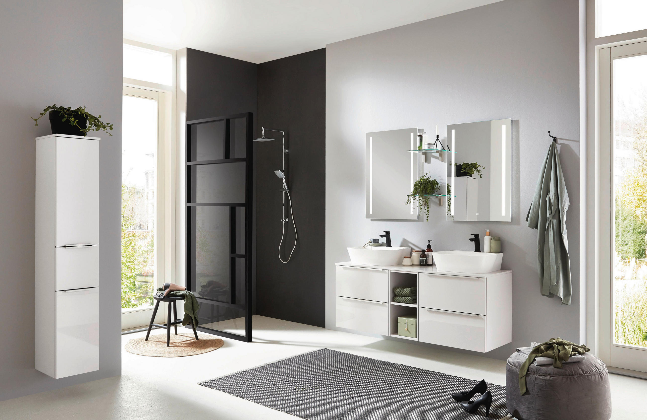 HOCHSCHRANK 30/158,4/37,2 cm  - Edelstahlfarben/Hellgrau, MODERN, Holzwerkstoff/Metall (30/158,4/37,2cm) - Celina Home