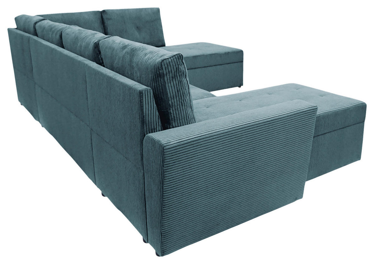 WOHNLANDSCHAFT TERMOLI Hellblau Cord  - Schwarz/Hellblau, Design, Kunststoff/Textil (155/297/212cm) - MID.YOU