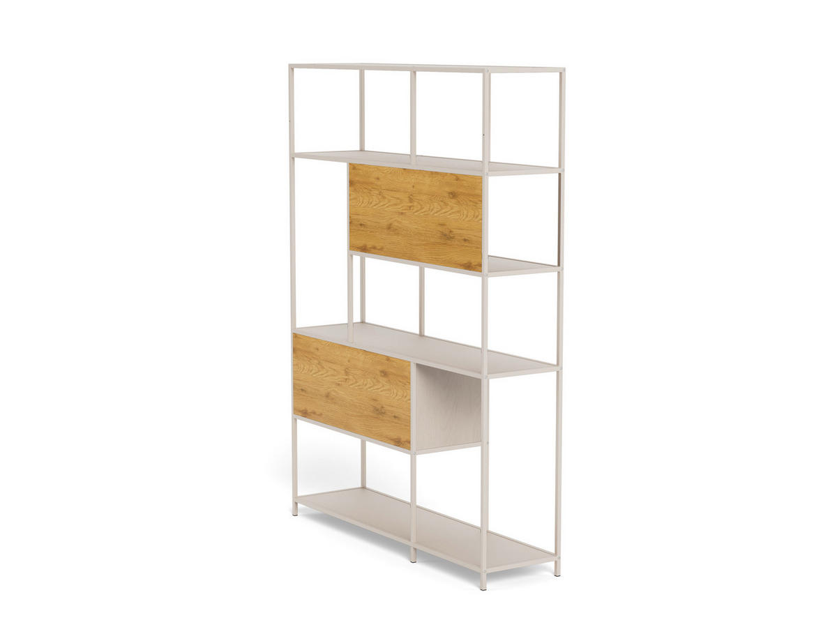 REGAL Grau, Wildeiche  - Wildeiche/Grau, Design, Holzwerkstoff/Metall (135/185/35cm) - Carryhome