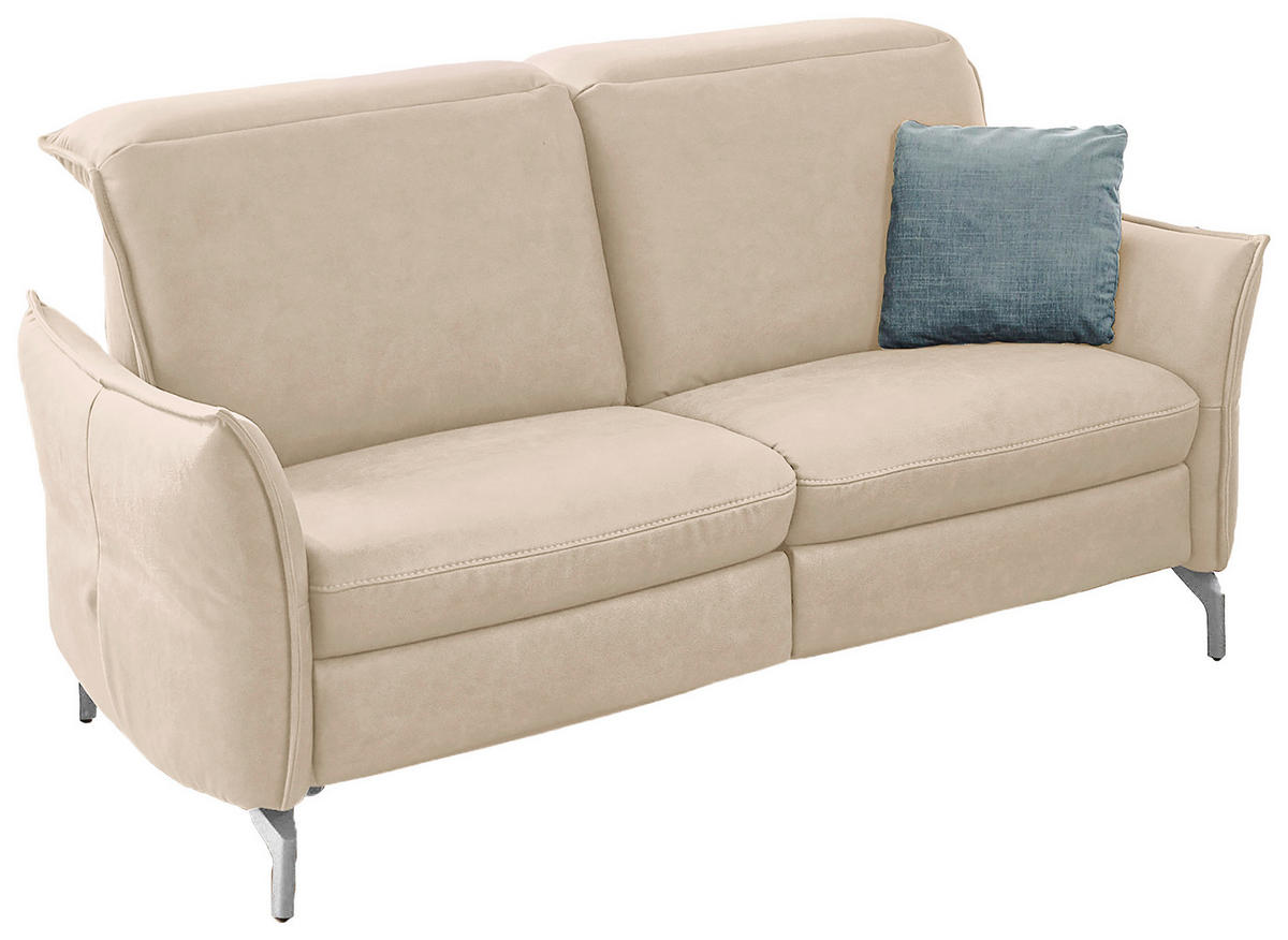 2-SITZER-SOFA in Lederlook (vegan) Sandfarben  - Sandfarben/Schwarz, MODERN, Textil/Metall (154/89/109cm) - Livetastic
