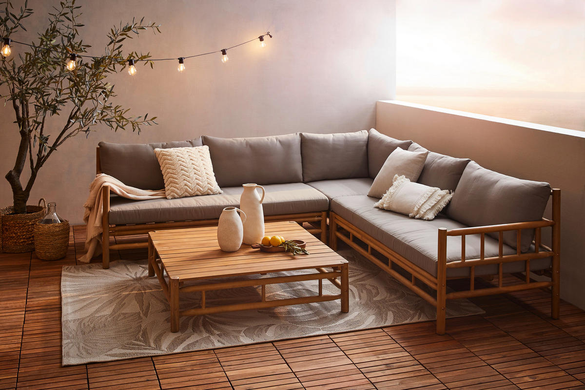 LOUNGEGARNITUR 231,5/231,5 cm Akazie Hartholz  - Taupe/Teakfarben, Natur, Holz/Textil (231,5/231,5cm) - Ambia Garden