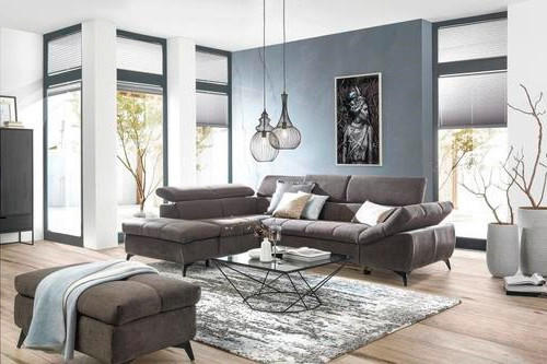 SEDACÍ SOUPRAVA, textil, šedá - šedá/černá, Design, textil/plast (210/75/279cm) - Stylife