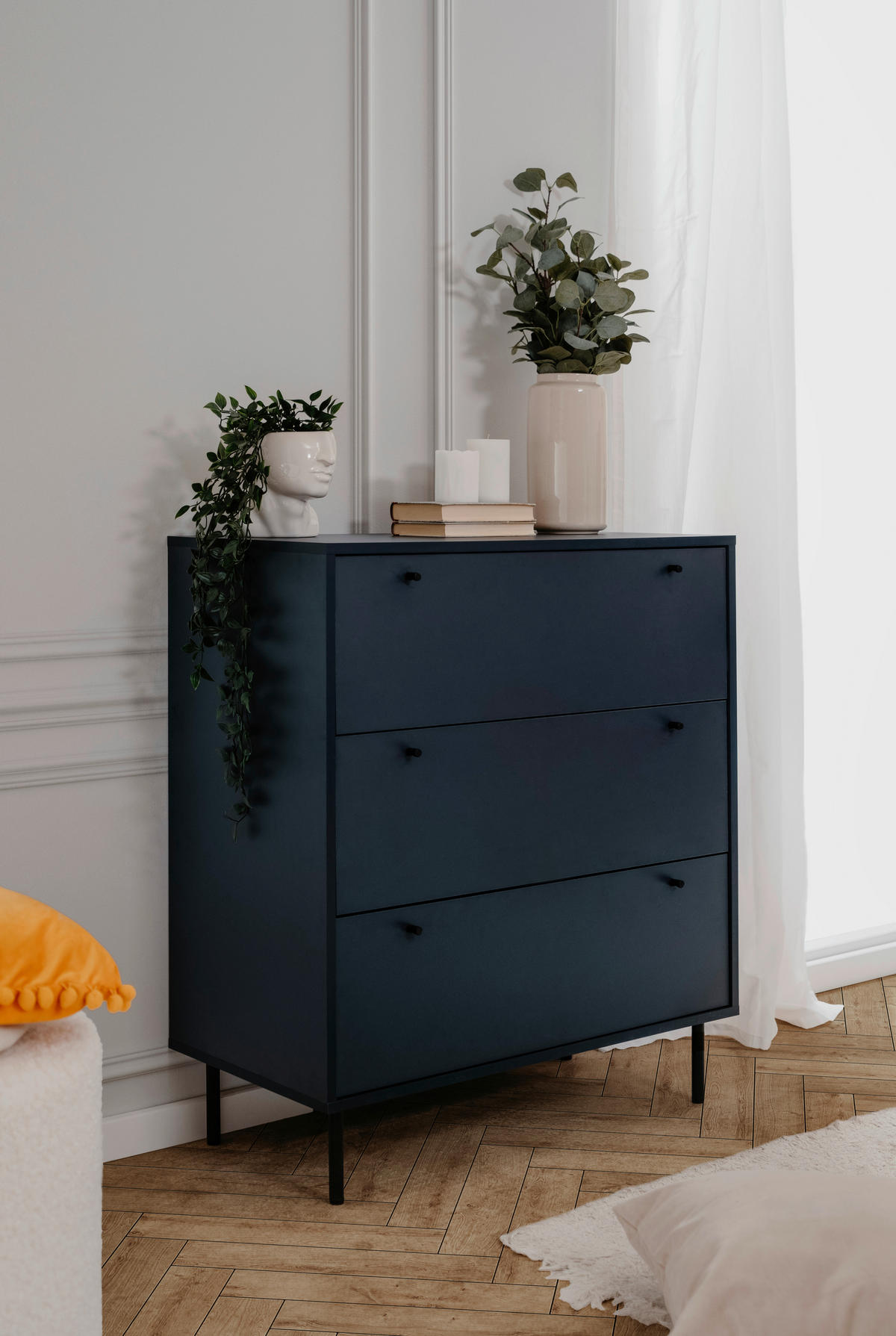 KOMMODE  in 80/90/40 cm  - Schwarz/Dunkelblau, Design, Holzwerkstoff/Metall (80/90/40cm) - MID.YOU