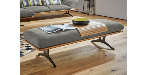 HOCKERBANK in Holz, Textil Grau - Schwarz/Grau, Design, Holz/Textil (150/43/60cm) - Dieter Knoll