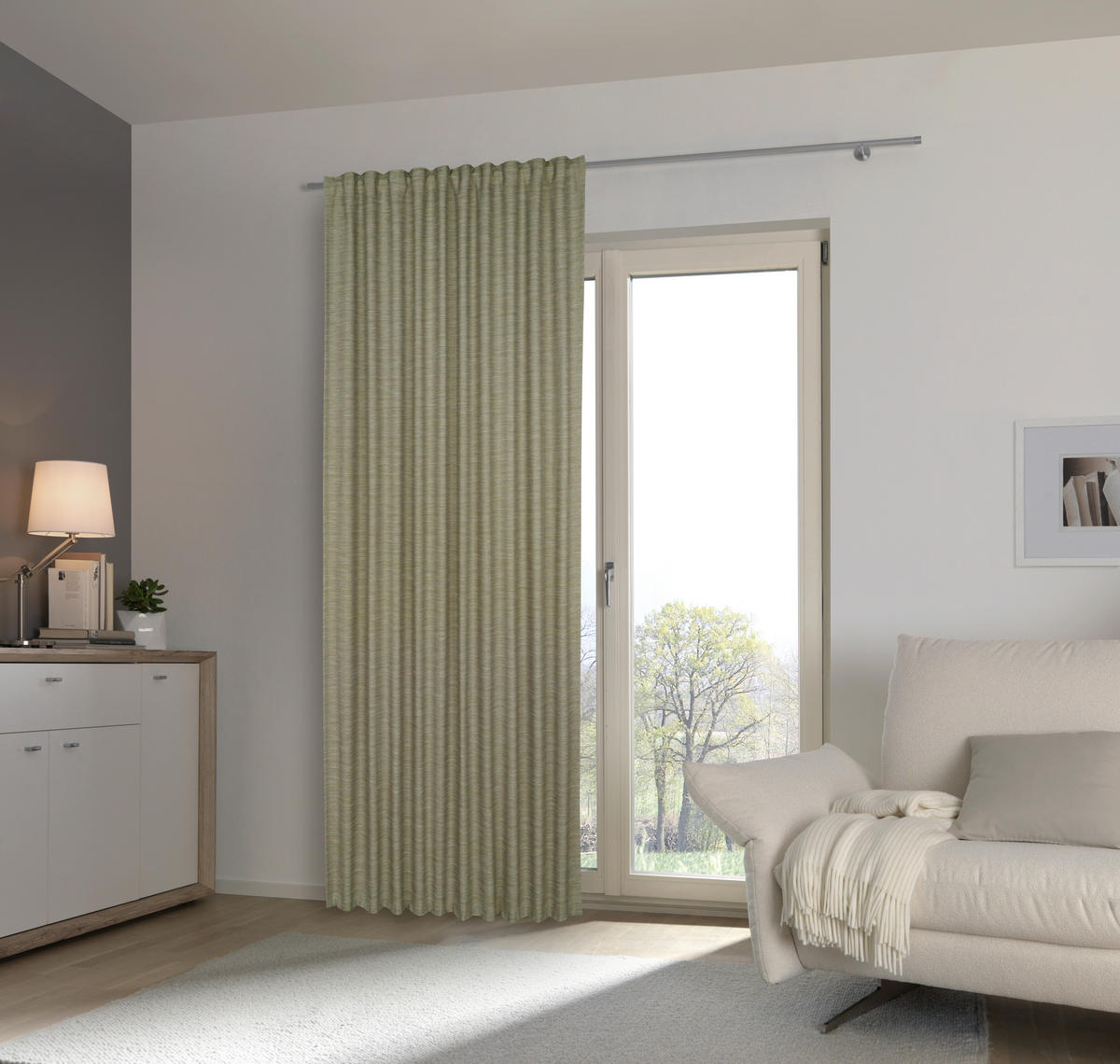 HOTOVÝ ZÁVĚS, neprůsvitné, 140/245 cm - zelená, Basics, textil (140/245cm) - Esposa