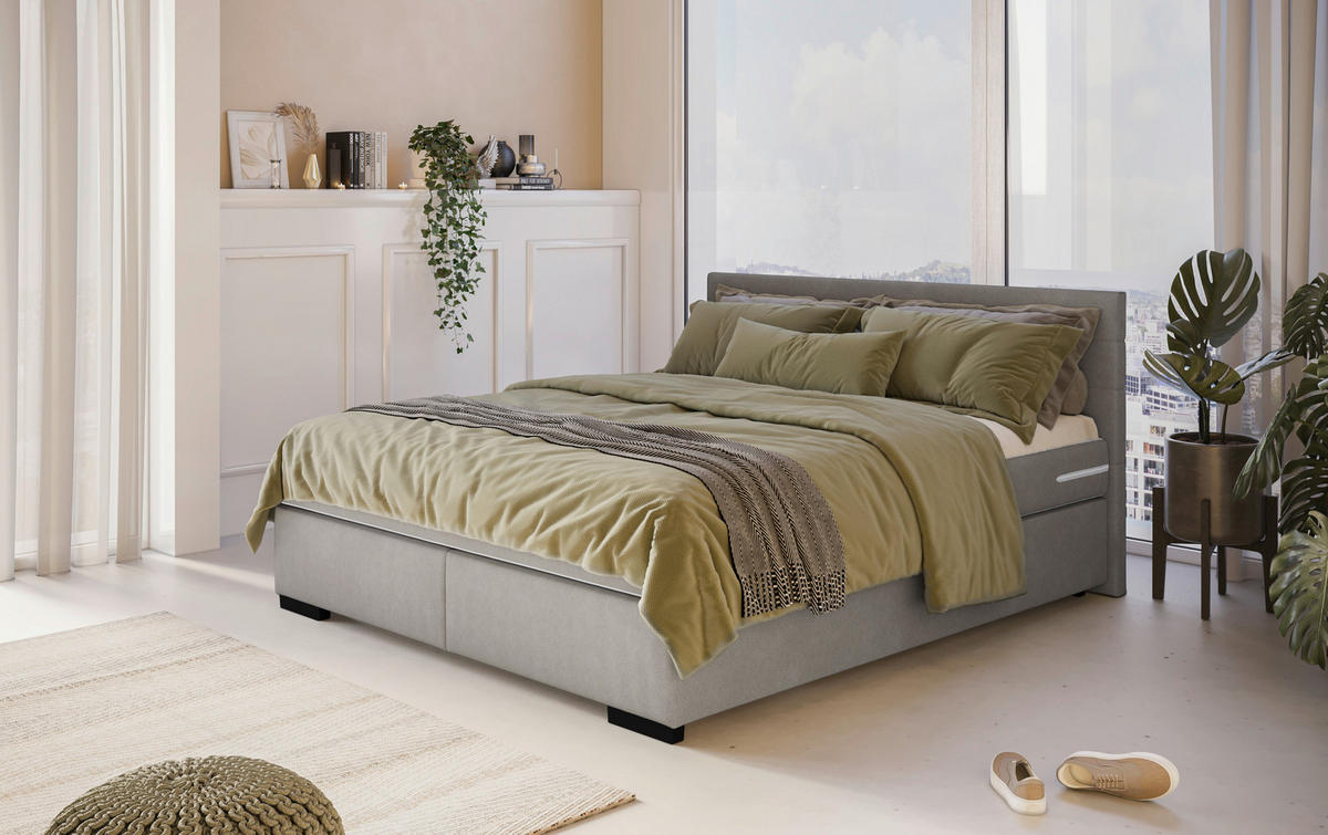 BOXBETT 140/200 cm  in Silberfarben  - Silberfarben/Schwarz, KONVENTIONELL, Holz/Holzwerkstoff (140/200cm) - MID.YOU