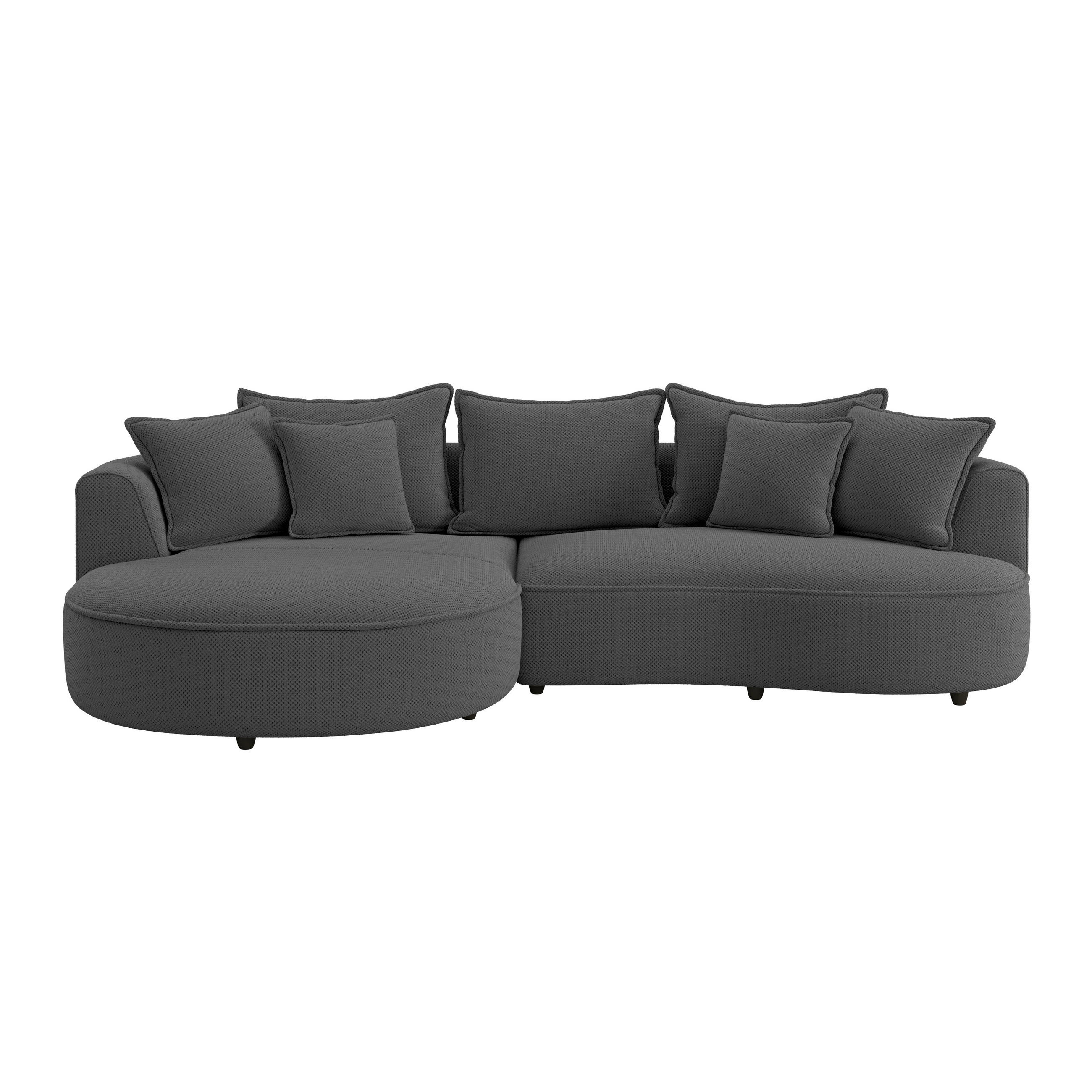 ECKSOFA in Velours, Struktur Anthrazit  - Anthrazit/Schwarz, Modern, Kunststoff/Textil (168/287cm) - Livetastic