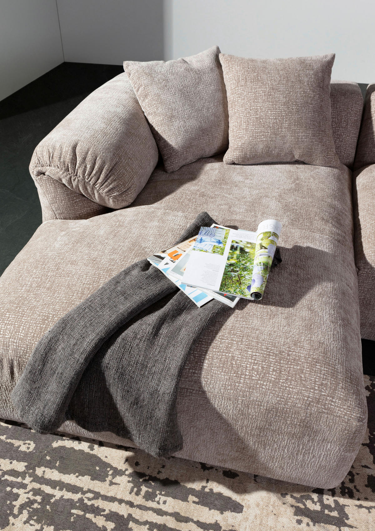 ECKSOFA in Flachgewebe Braun  - Creme/Schwarz, Modern, Kunststoff/Textil (178/231cm) - Carryhome