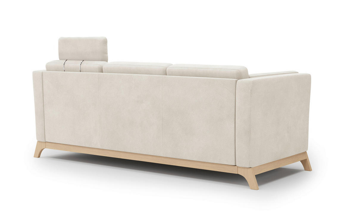 3-SITZER-SOFA in Flachgewebe Creme  - Eichefarben/Creme, KONVENTIONELL, Holz/Textil (213/84/93cm) - Sit & More