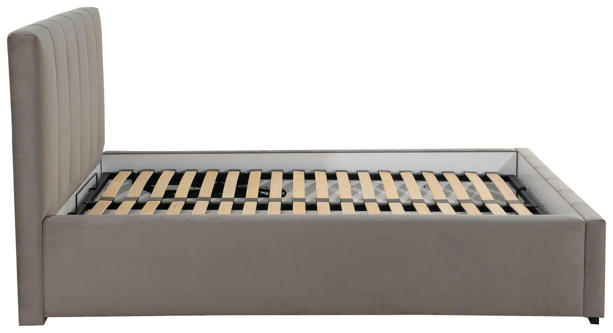 POLSTERBETT 140/200 cm  in Grau  - Chromfarben/Kernbuche, Modern, Holz/Textil (140/200cm) - MID.YOU
