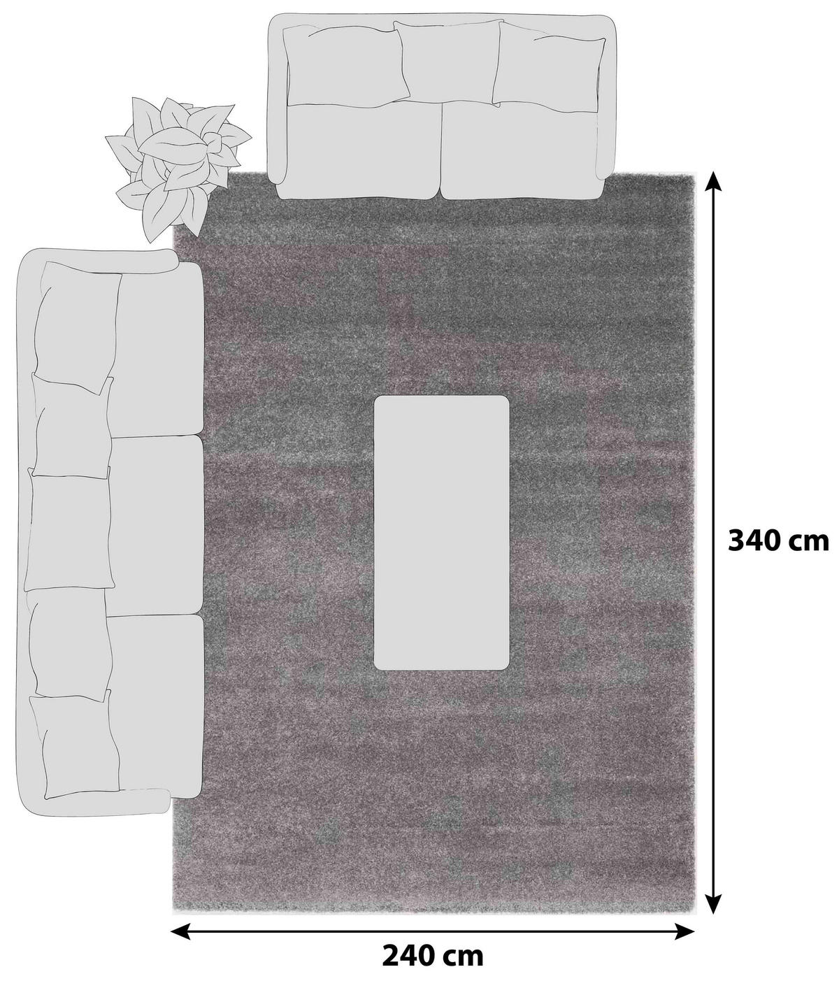 HOCHFLORTEPPICH 240/340 cm Bellevue Grau  - Grau, Basics, Textil (240/340cm) - Novel