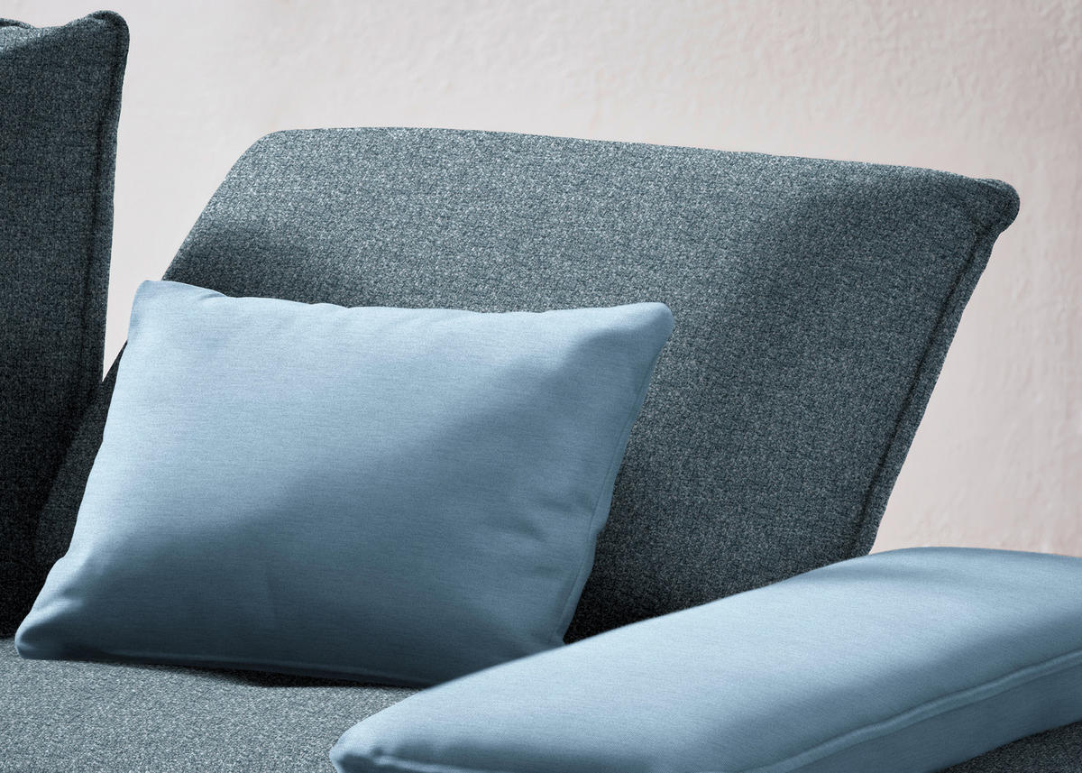 ECKSOFA in Flachgewebe Blau  - Blau/Schwarz, Design, Textil/Metall (310/250cm) - Moderano