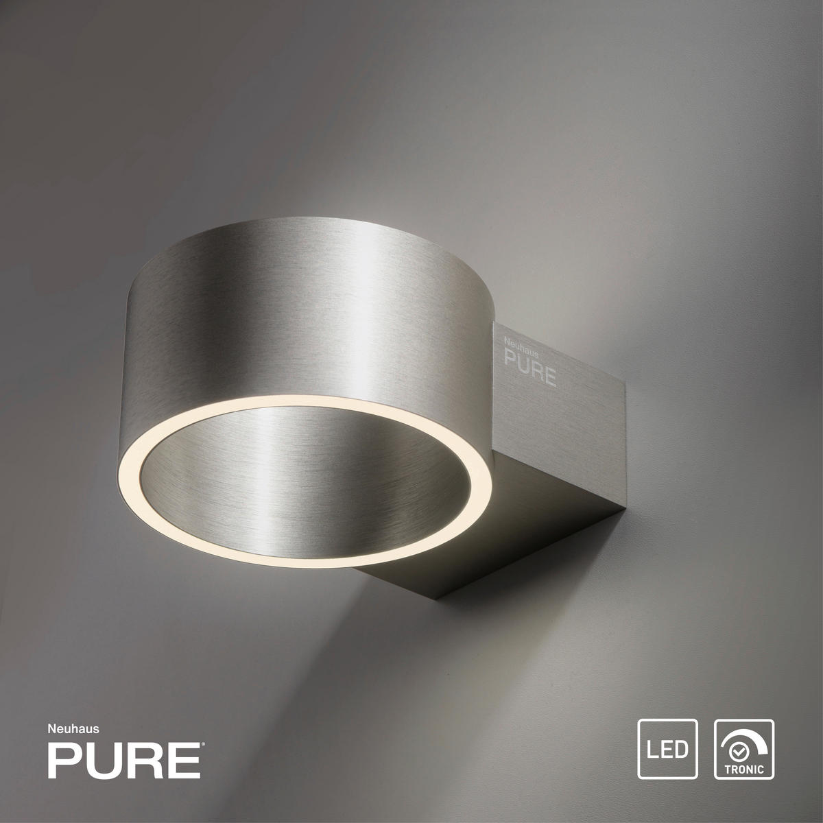LED-WANDLEUCHTE Pure Clipse 18,5/15/8 cm   - Alufarben, Design, Kunststoff/Metall (18,5/15/8cm) - Neuhaus PURE