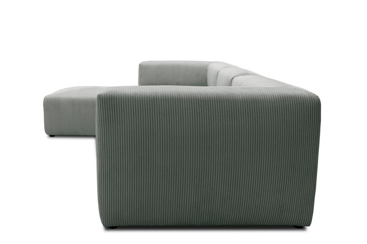 ECKSOFA in Cord, Mikrofaser Hellgrau   - Hellgrau/Schwarz, Design, Kunststoff/Textil (301/69/193cm) - MID.YOU