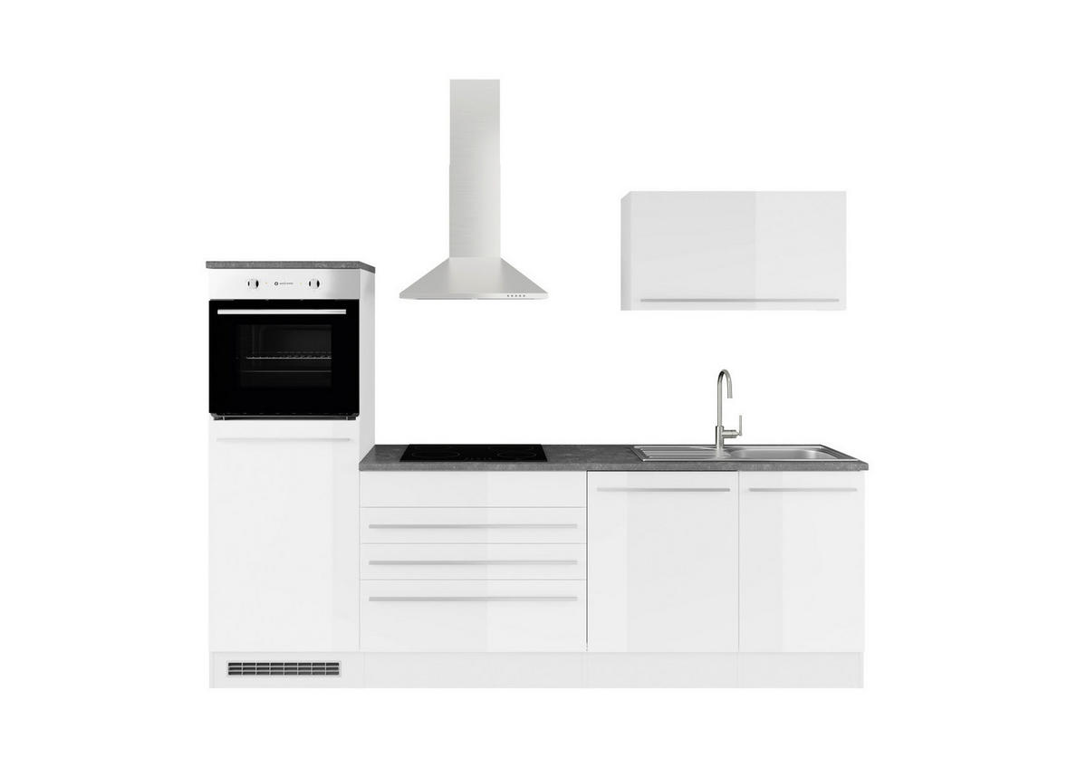 KÜCHENBLOCK 260 cm  in Weiß  - Anthrazit/Silberfarben, LIFESTYLE, Holzwerkstoff/Kunststoff (260cm) - P & B