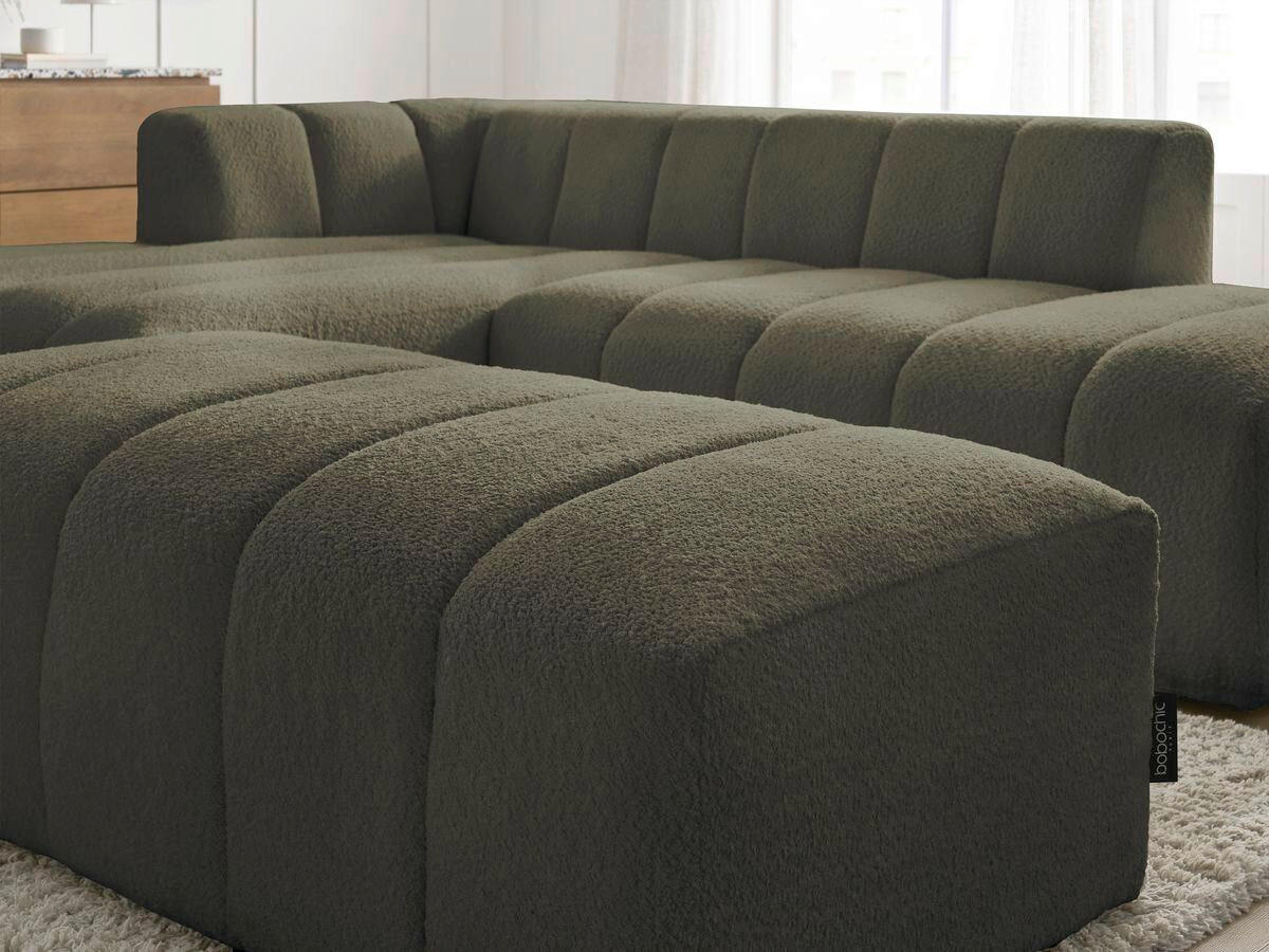 ECKSOFA Ottomane links  ANNECY Grün Bouclé  - Schwarz/Grün, MODERN, Kunststoff/Textil (170/262cm)