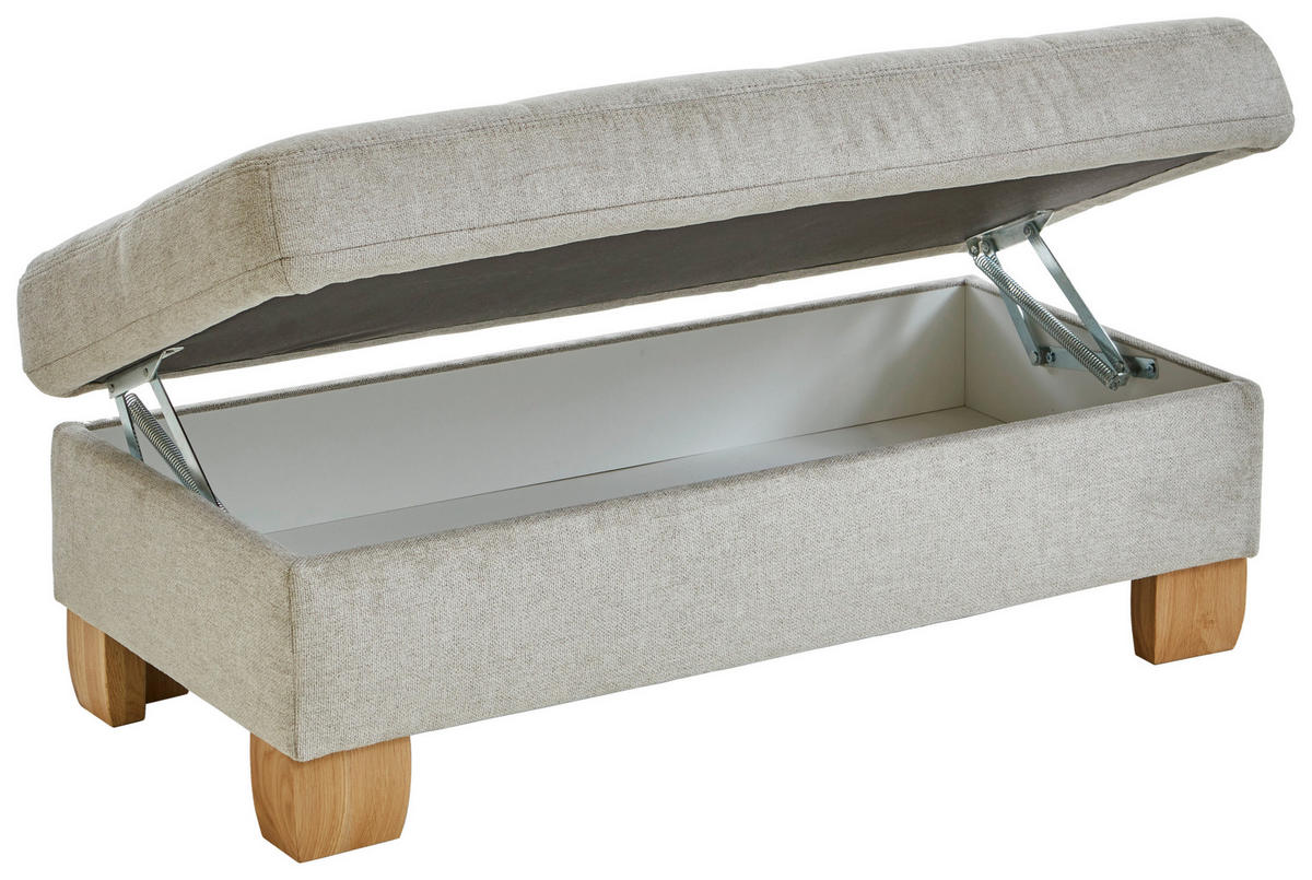 ECKSOFA in Flachgewebe Ecru  - Wildeiche/Ecru, Natur, Holz/Textil (243/301cm) - Voleo