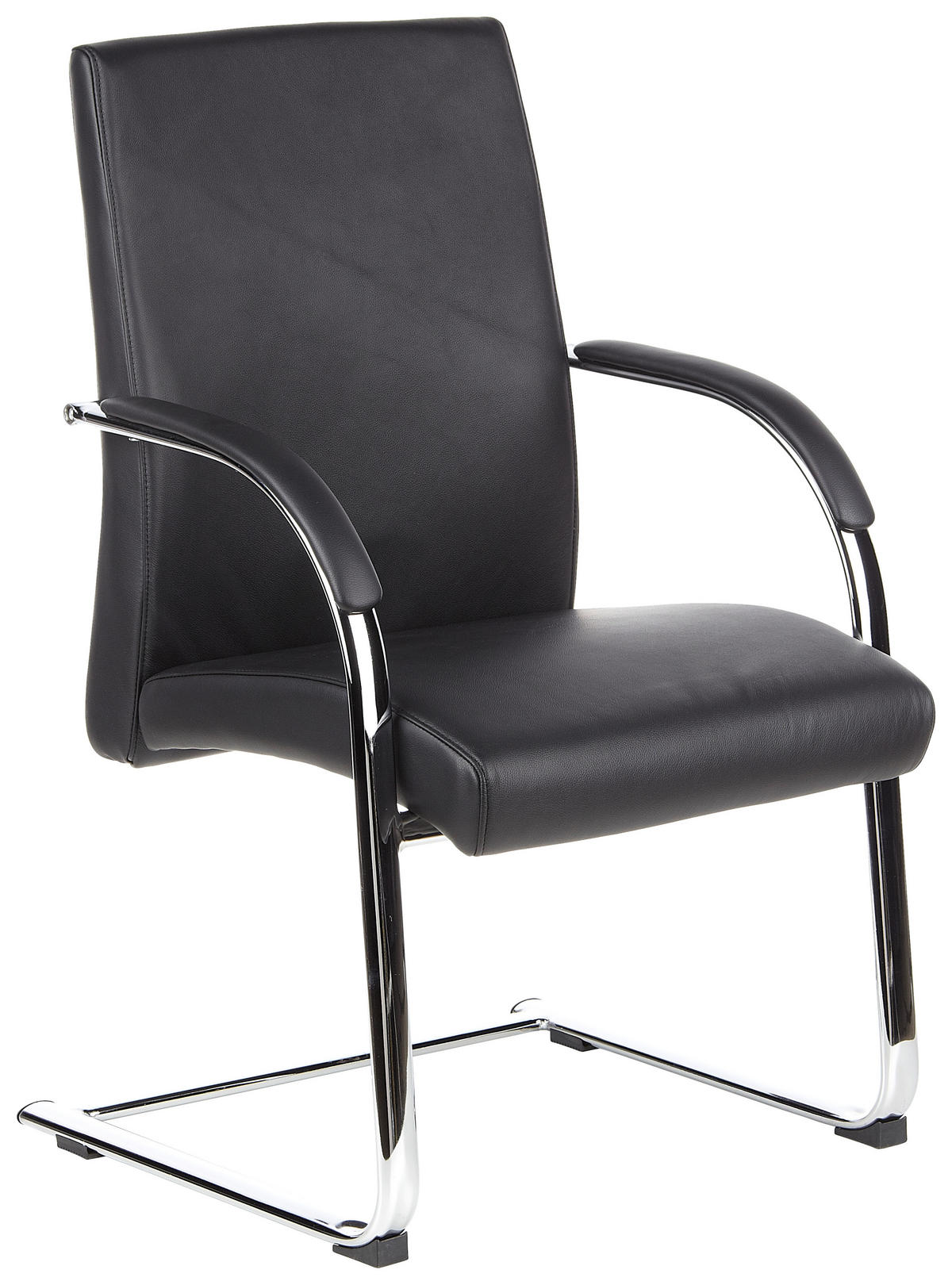 BESÖKSSTOL  i läderimitation svart  - aluminiumfärg/svart, Modern, metall/läder (60/101/49cm) - MID.YOU
