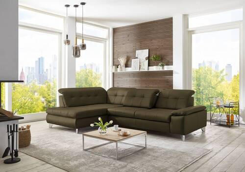 ECKSOFA in Echtleder Grün  - Grün, Basics, Leder/Metall (211/309cm) - Beldomo Speed