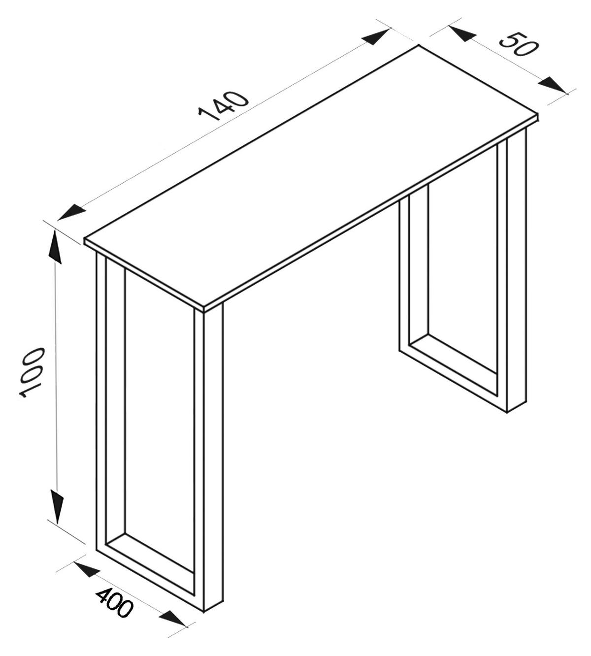 BARTISCH in Metall, Holzwerkstoff 140/102/50 cm   - Eichefarben/Schwarz, KONVENTIONELL, Holzwerkstoff/Metall (140/102/50cm)