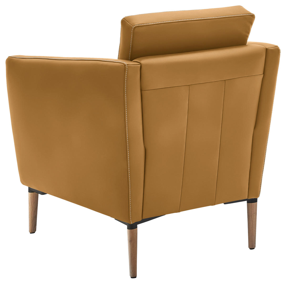 SESSEL in Echtleder Currygelb  - Currygelb/Eichefarben, Natur, Leder/Holz (75/84/76cm) - Valnatura