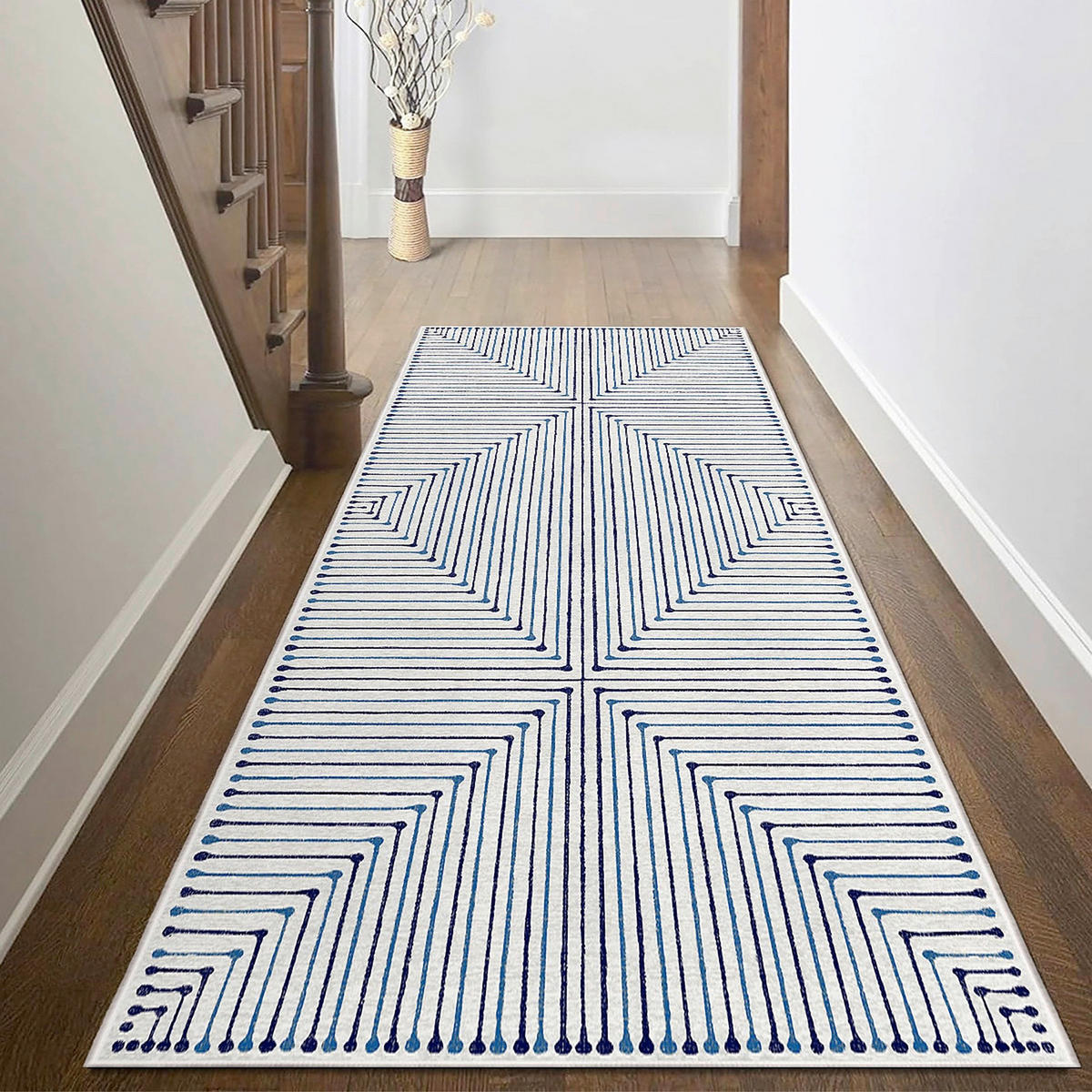 FLACHWEBETEPPICH Wohnzimmer 160/230 cm Kece-Fr67 Blau rechteckig  - Blau, Basics, Kunststoff (160/230cm)