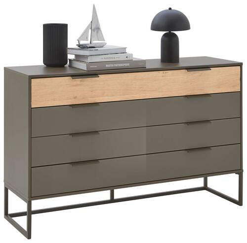 SIDEBOARD  in 141/89/43 cm  - Schieferfarben/Eichefarben, Design, Glas/Holzwerkstoff (141/89/43cm) - Dieter Knoll