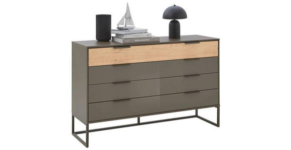 SIDEBOARD Anthrazit, Eichefarben  - Schieferfarben/Eichefarben, Design, Glas/Holzwerkstoff (141/89/43cm) - Dieter Knoll