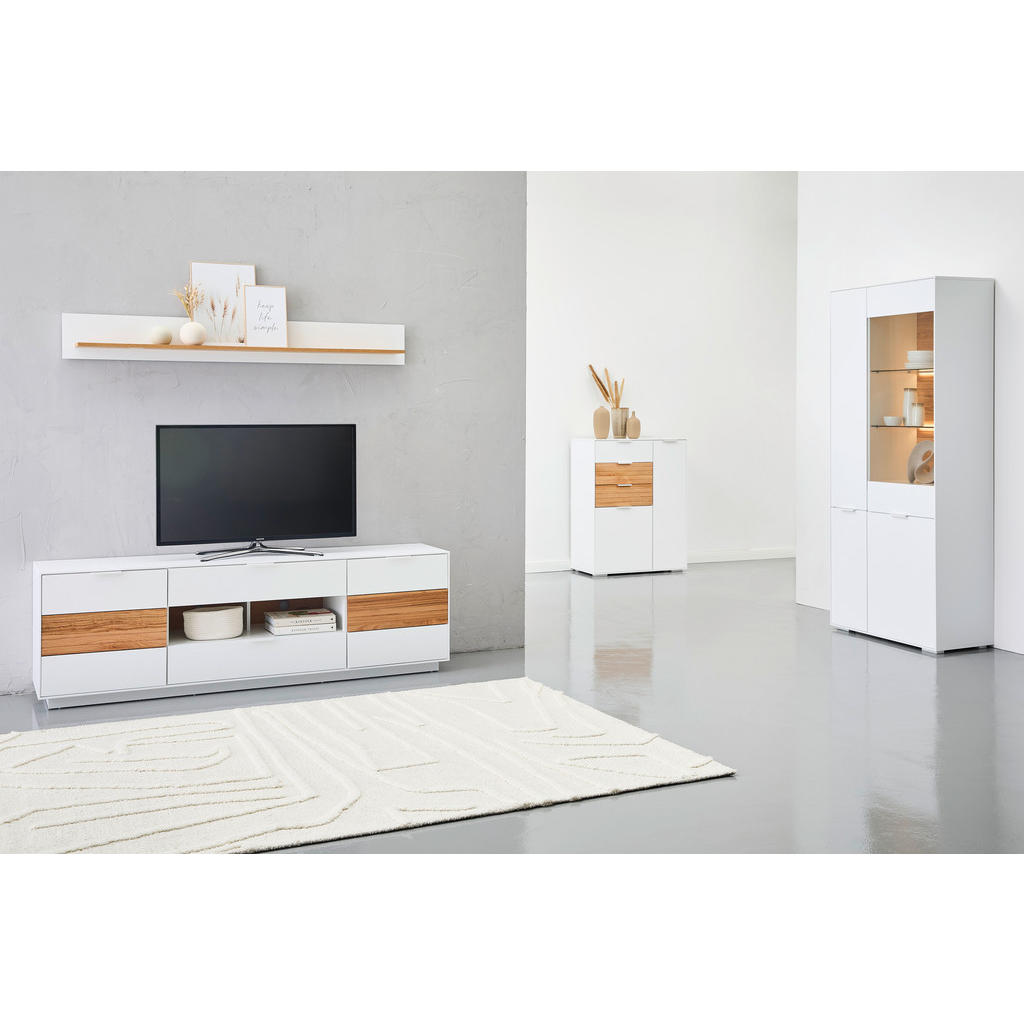 Thumbnail - Mid.you Highboard, Weiß, Eiche, Metall, Eiche, massiv, 3 Fächer, 3 Schubladen, 82x104x40 cm, Holzmöbel, Kleinmöbel Holz,...