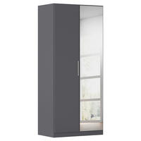 DREHTÜRENSCHRANK 91/210/54 cm,  in Grau, 2 Tür(en)  - Alufarben/Grau, KONVENTIONELL, Glas/Holzwerkstoff (91/210/54cm) - home24